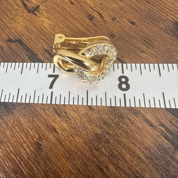 Dior Rhinestone Gold Tone Clip On Earrings - Picture 4 of 6